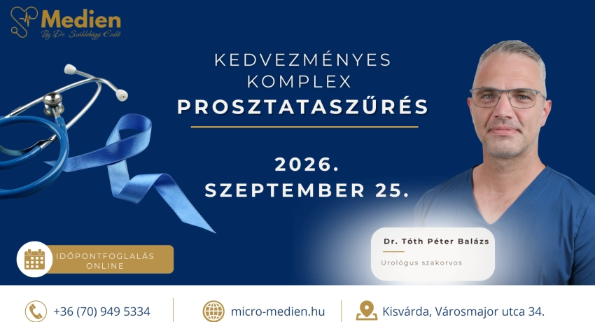 Kedvezményes komplex prosztataszűrés szeptember 25-én a Medien Magánklinikán