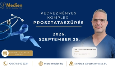 Kedvezményes komplex prosztataszűrés szeptember 25-én a Medien Magánklinikán